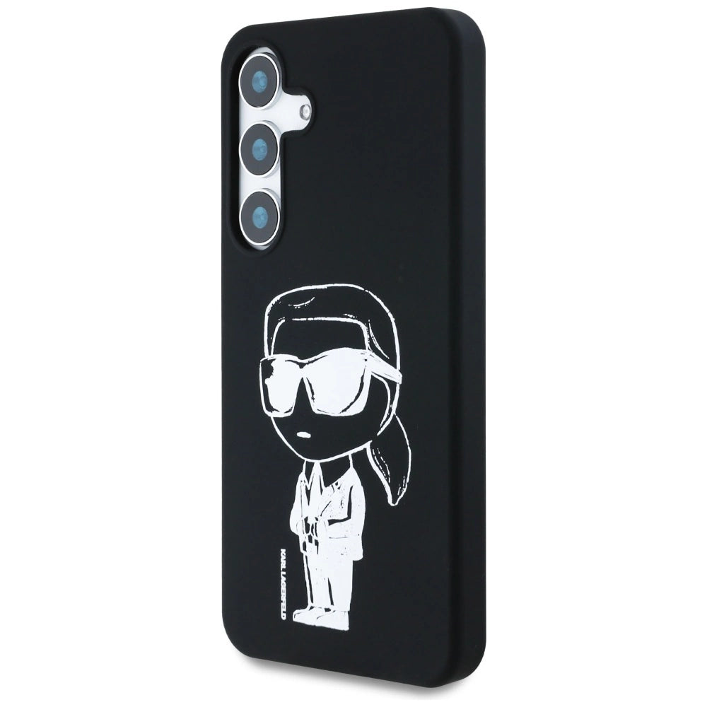 Case Karl Lagerfeld Silicone Graffiti Ikonik Printed Logo MagSafe Samsung Galaxy S25 sort