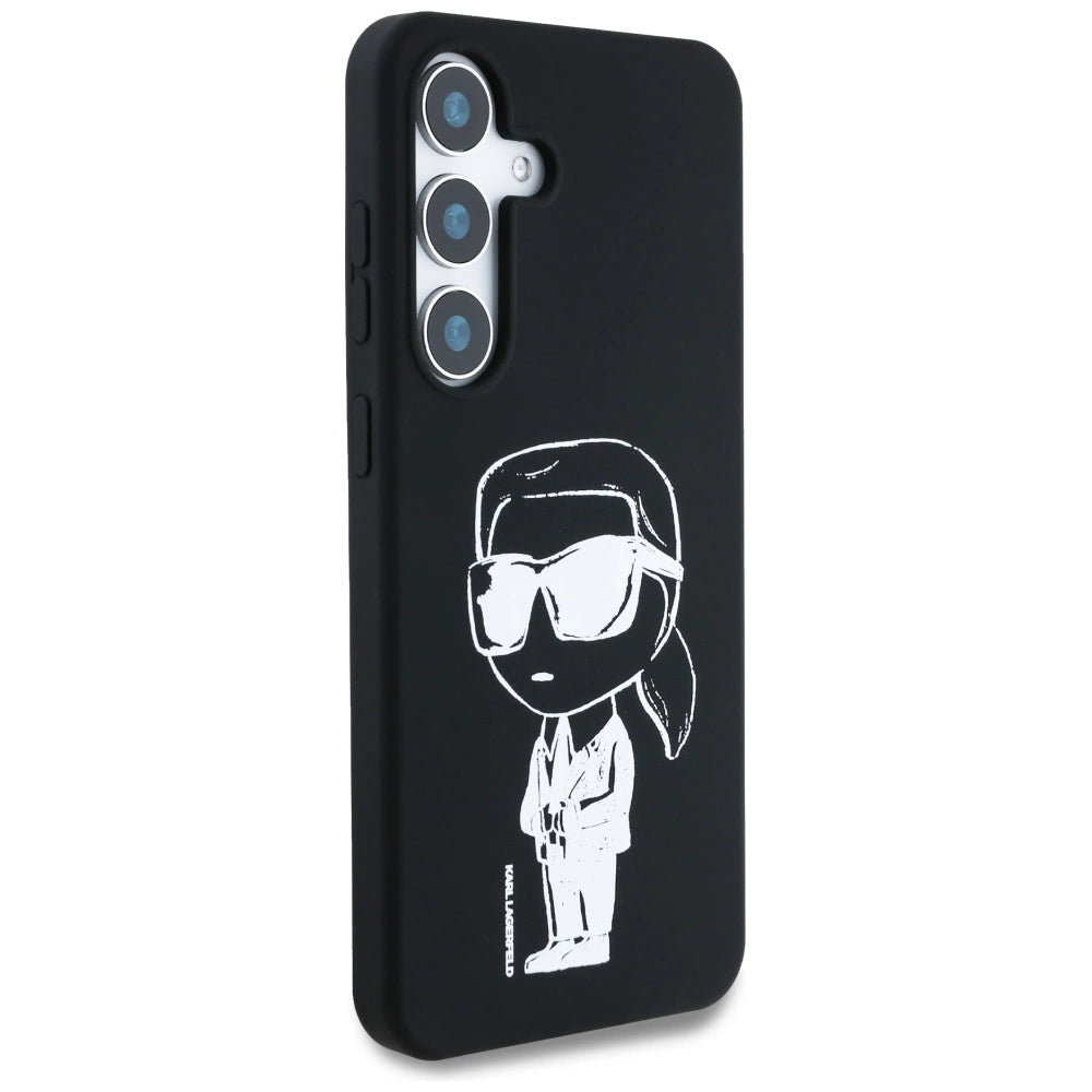 Case Karl Lagerfeld Silicone Graffiti Ikonik Printed Logo MagSafe Samsung Galaxy S25 sort