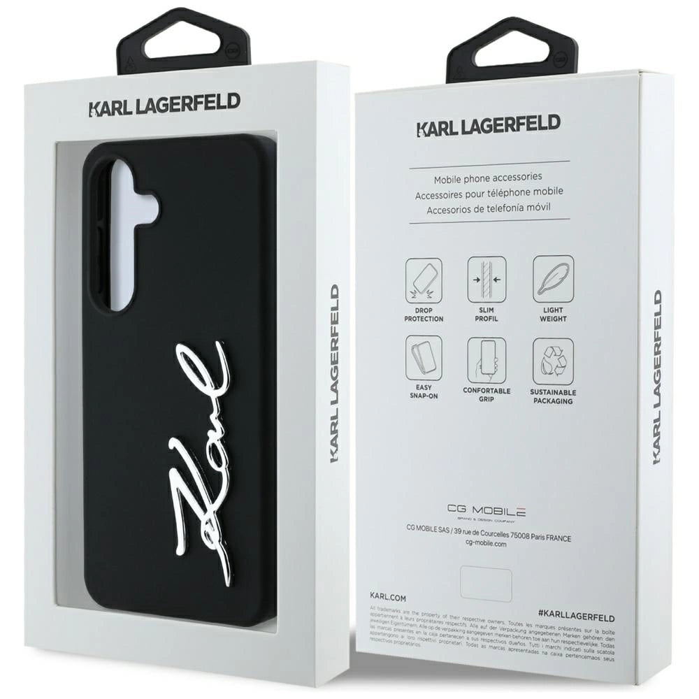 Case Karl Lagerfeld Silicone Metal Signature Logo Samsung Galaxy S25 sort