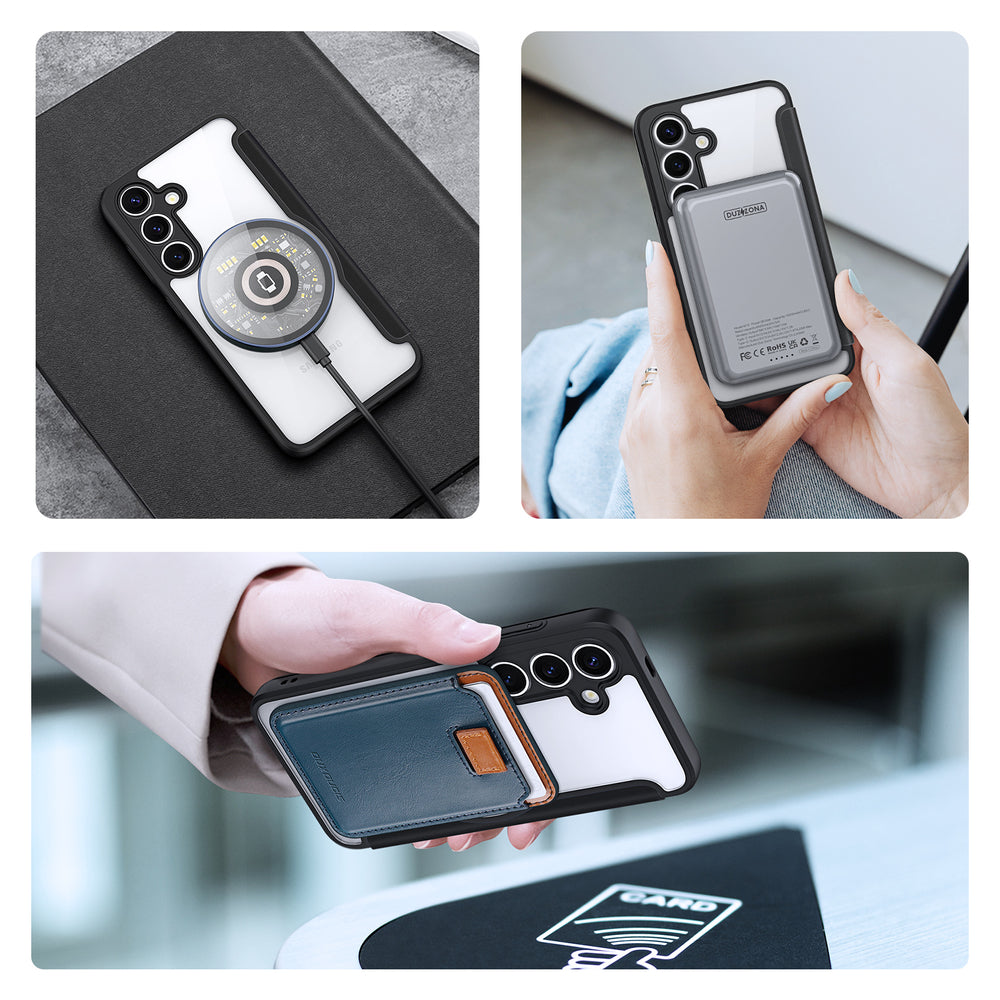 Dux Ducis Skin X Pro æske til Samsung Galaxy S25 med MagSafe og tegnebog - sort