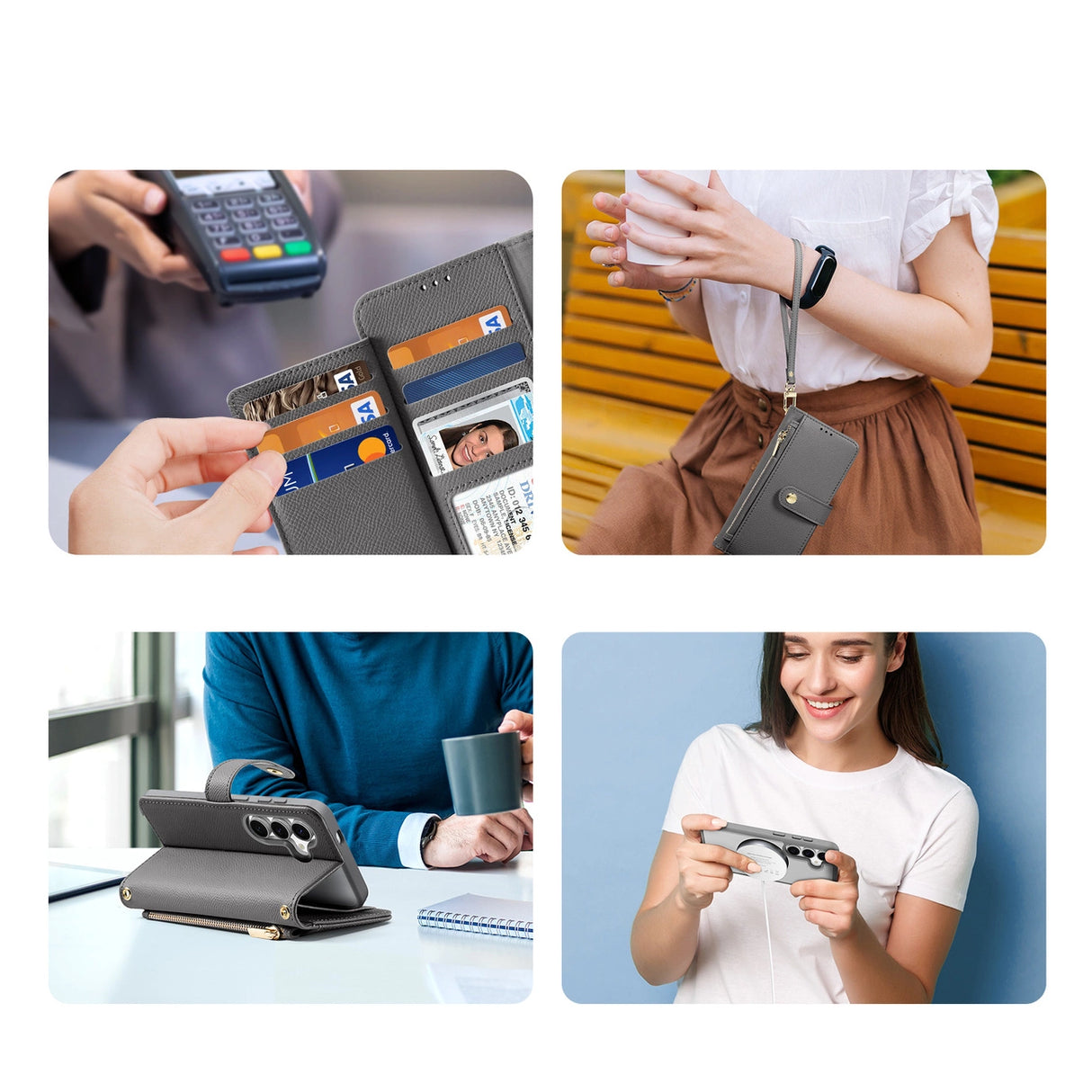 Dux Ducis Lawa Læderhylster til Samsung Galaxy S25+ med aftagelig magnetisk tegnebog - grå