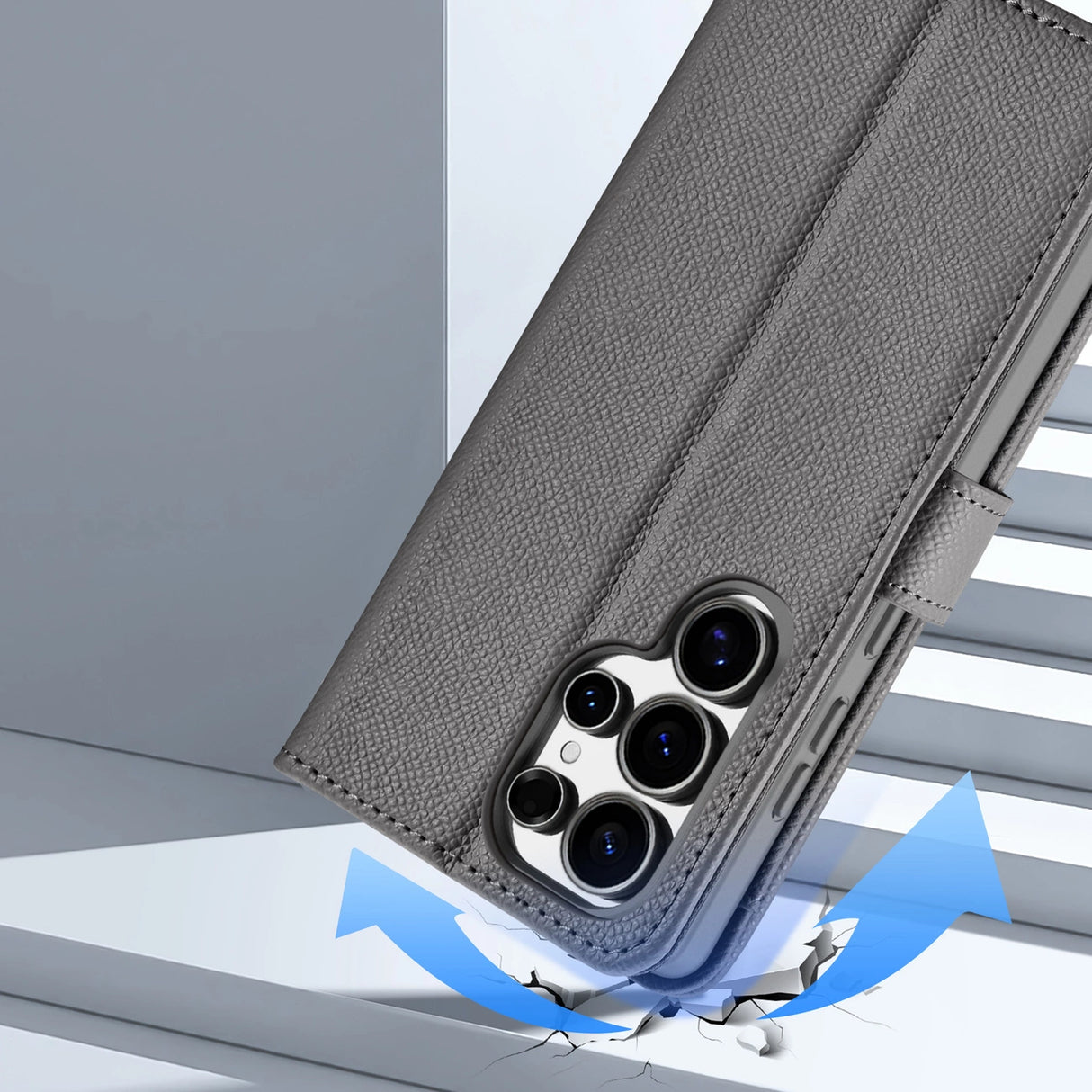 Dux Ducis Lawa Læderhylster til Samsung Galaxy S25 Ultra med aftagelig magnetisk tegnebog - grå