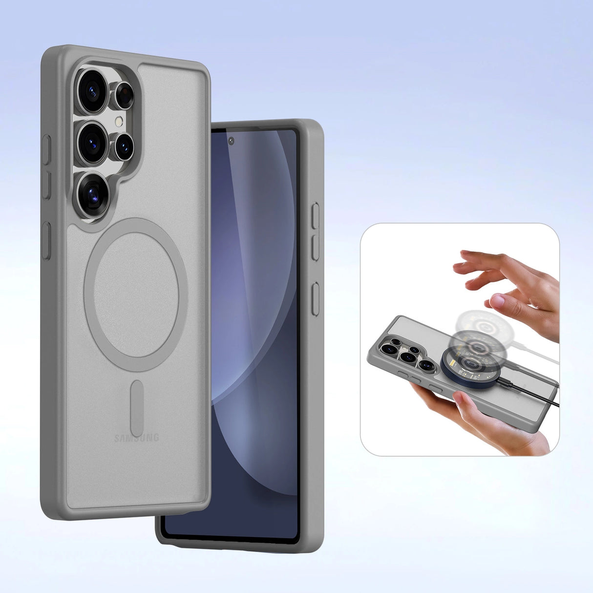 Dux Ducis Lawa Læderhylster til Samsung Galaxy S25 Ultra med aftagelig magnetisk tegnebog - grå