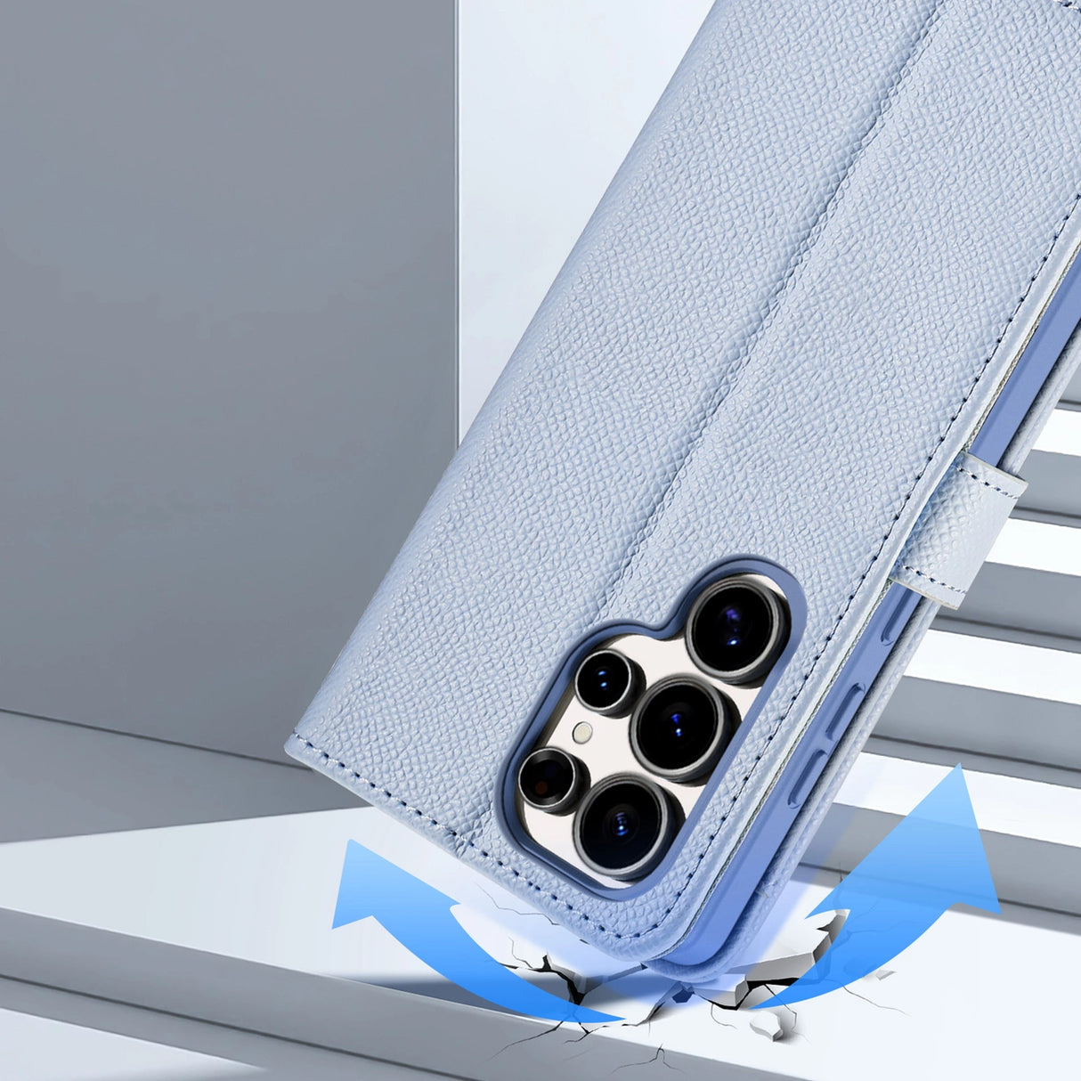 Dux Ducis Lawa Læderhylster til Samsung Galaxy S25 Ultra med aftagelig magnetisk tegnebog - blå