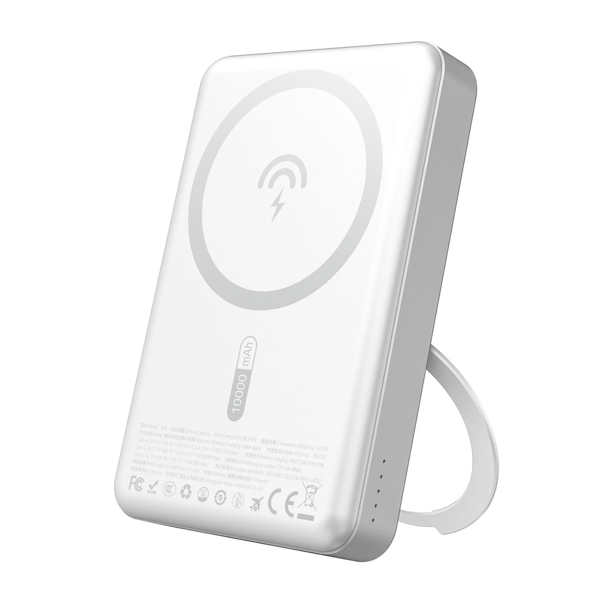 Dudao K28 10000mAh PD 22.5W MagSafe Powerbank med metalkasse og ringstand - Silver