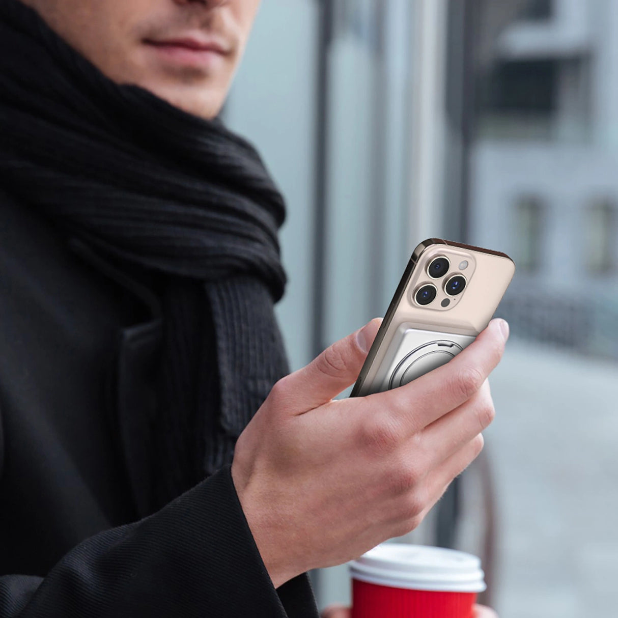 Dudao K28 10000mAh PD 22.5W MagSafe Powerbank med metalkasse og ringstand - Silver