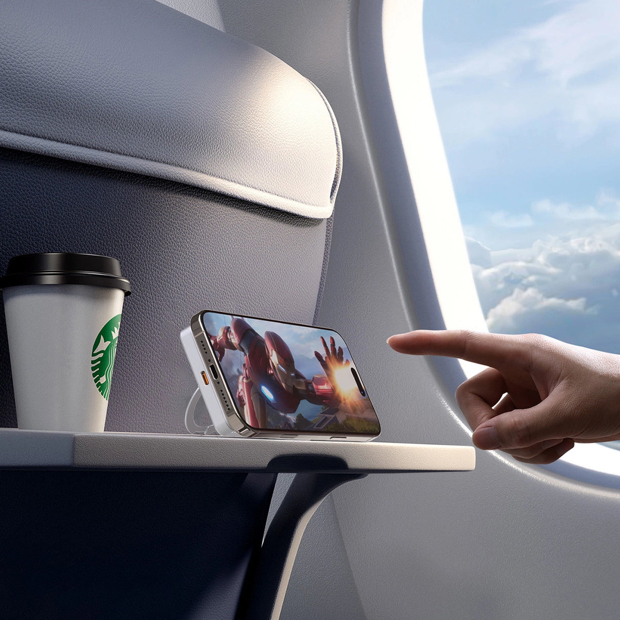 Dudao K28 10000mAh PD 22.5W MagSafe Powerbank med metalkasse og ringstand - Silver