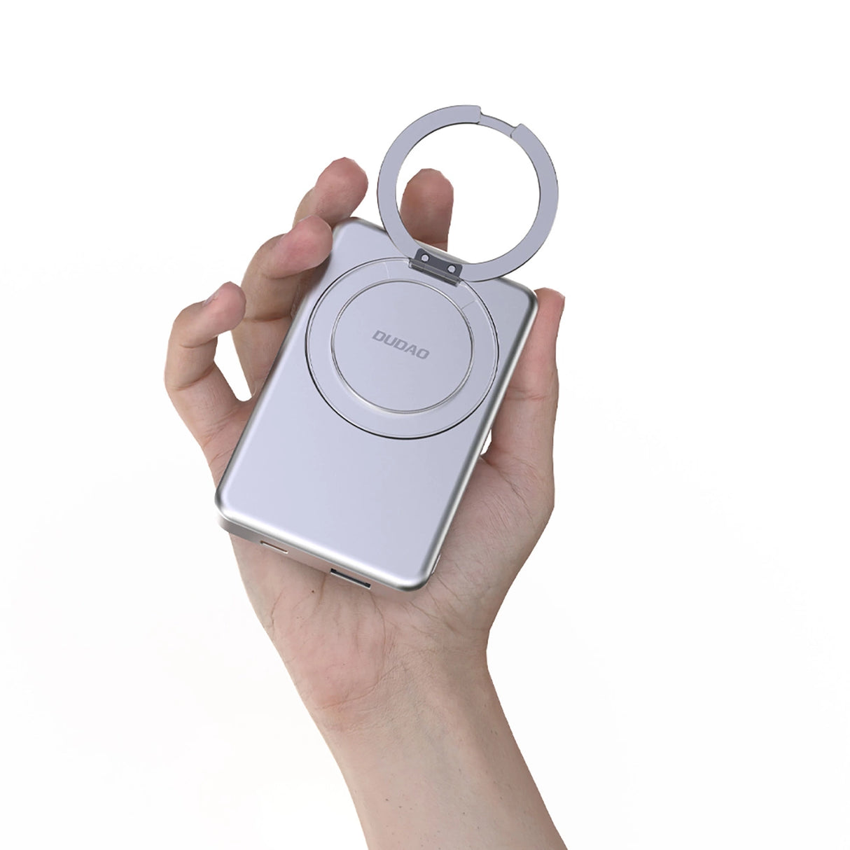 Dudao K28 10000mAh PD 22.5W MagSafe Powerbank med metalkasse og ringstand - Grå