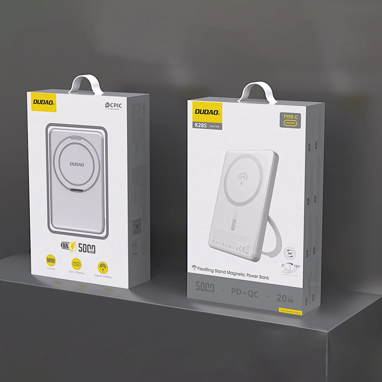 Dudao K28S 20W PD 5000mAh Powerbank med MagSafe og Stand - Silver