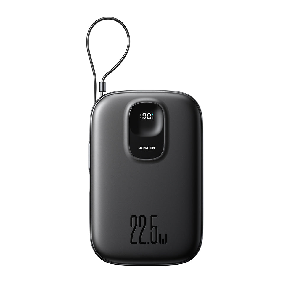 Joyroom JR-PBF17 22.5W 10000mAh Powerbank med indbygget USB-C-kabel + 0.25cm USB-C-kabel - sort