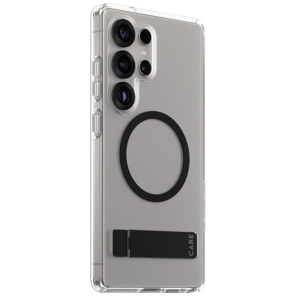 CARE af PanzerGlass Feature Black Kickstand & QI Case til Samsung Galaxy S25 Ultra - Transparent