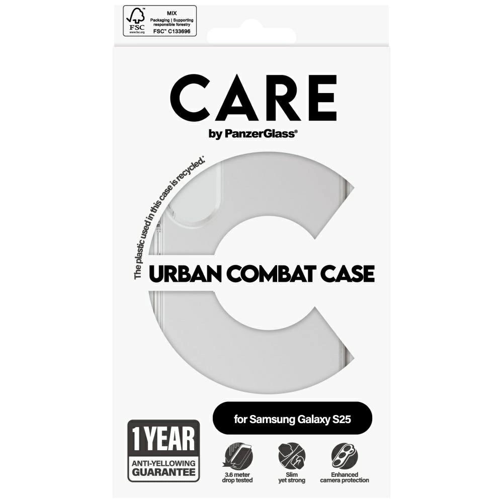 CARE af PanzerGlass Flagship Urban Combat Case til Samsung Galaxy S25 - Transparent