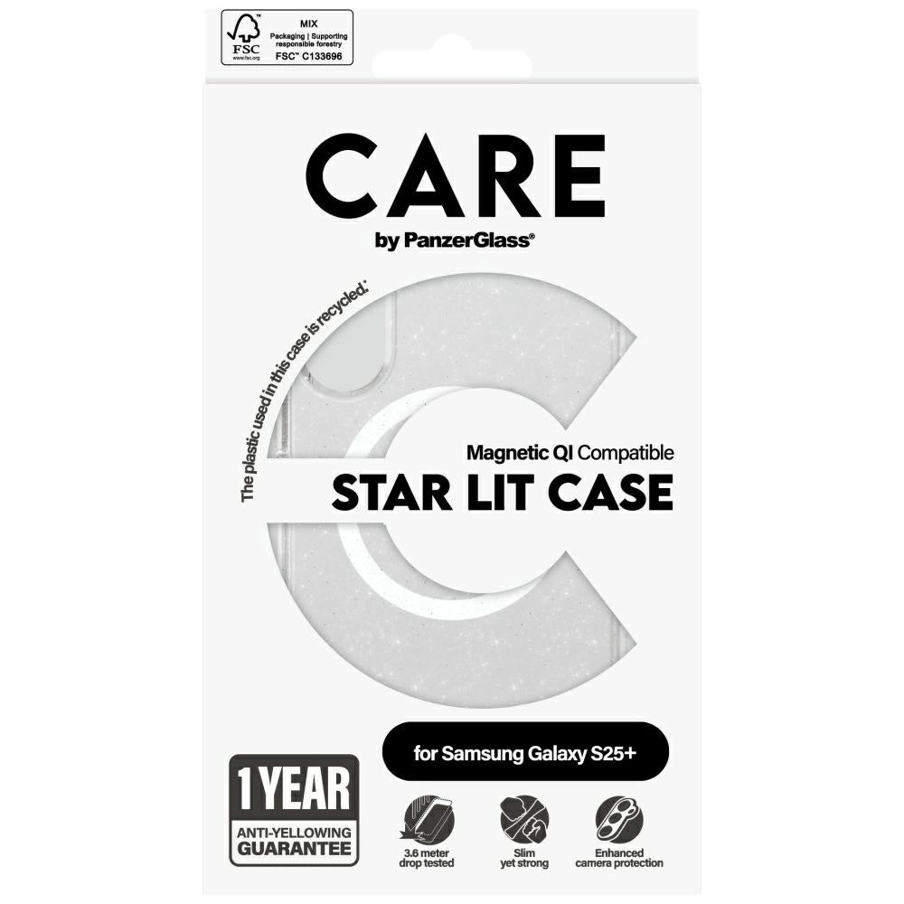 CARE af PanzerGlass Flagship Urban Combat StarLight White QI Case til Samsung Galaxy S25+ - Gennemsigtig