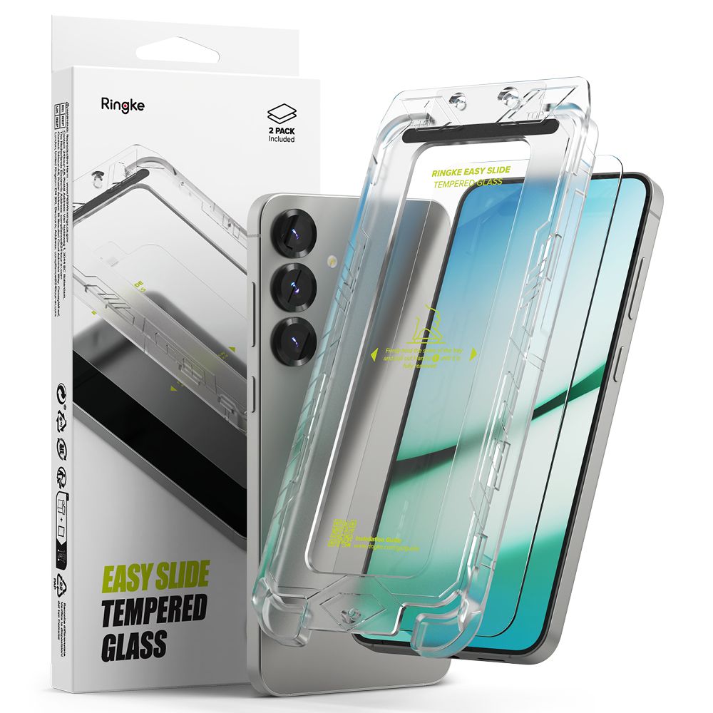 Ringke Easy Slide 2-pack hærdet glas til Samsung Galaxy S25