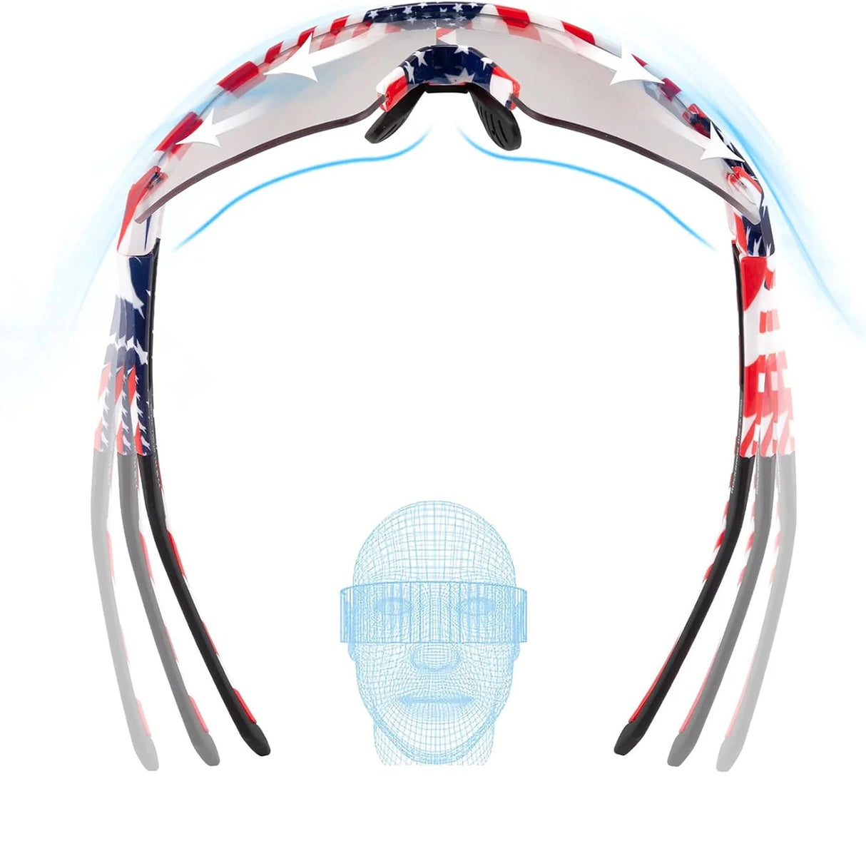 Rockbros cykelbriller fotokromiske med UV-beskyttelse og korrigerende indlæg 14120008002 - USA mønster - hvid