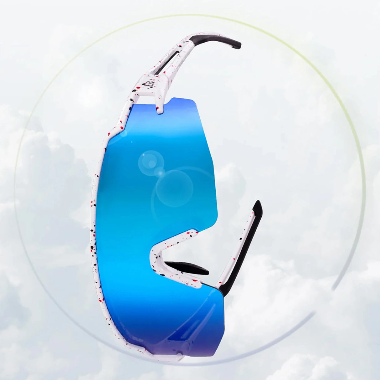 Rockbros polariserede cykelbriller med UV-beskyttelse og korrigerende indsæt blå linser - hvid