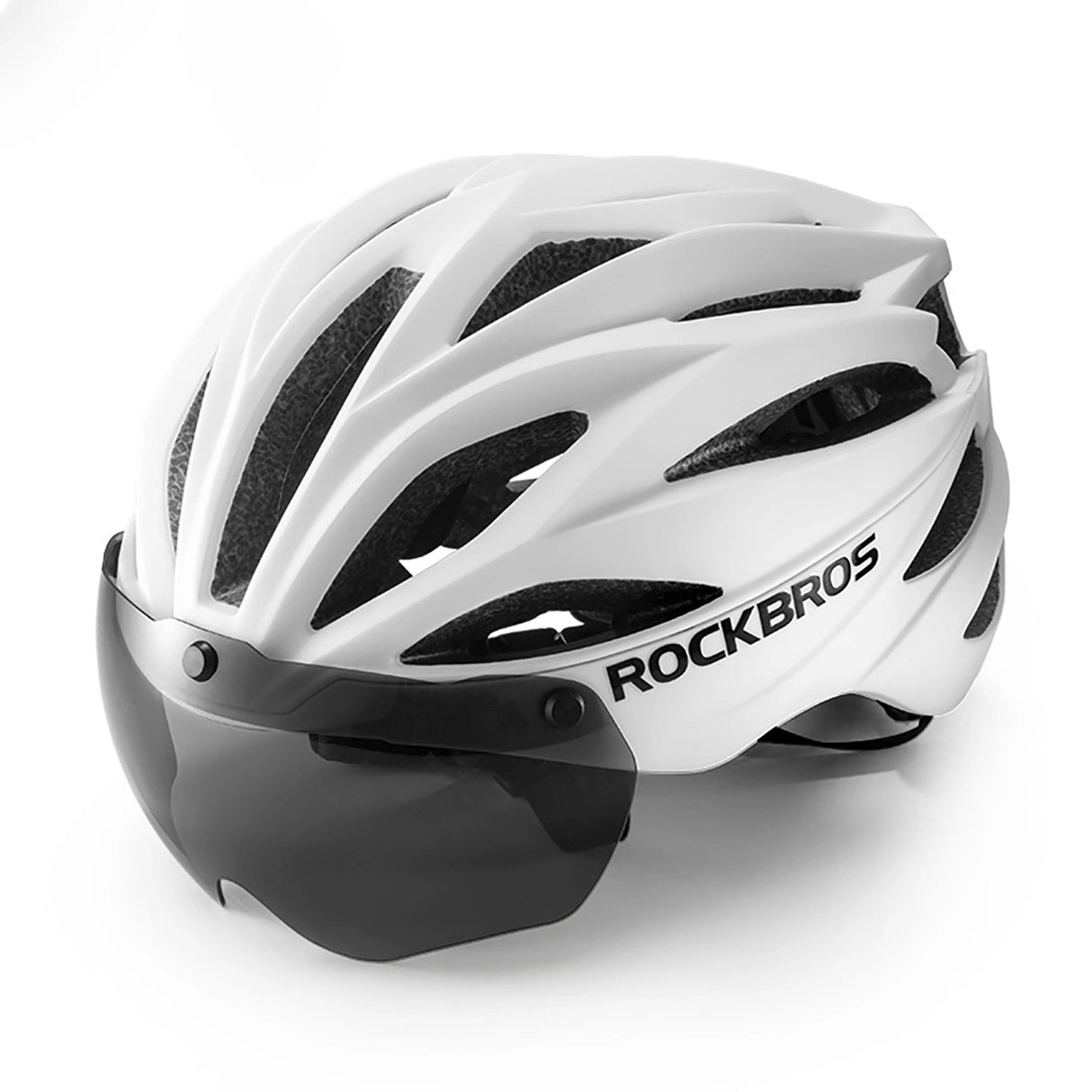 Rockbros cykelhjelm med visir, UV-beskyttelsesbriller, unisex, mat - hvid
