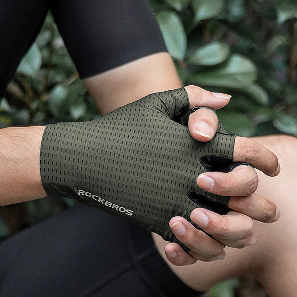 Rockbros åndbare cykelhandsker med korte fingre, størrelse: XXL - Grøn