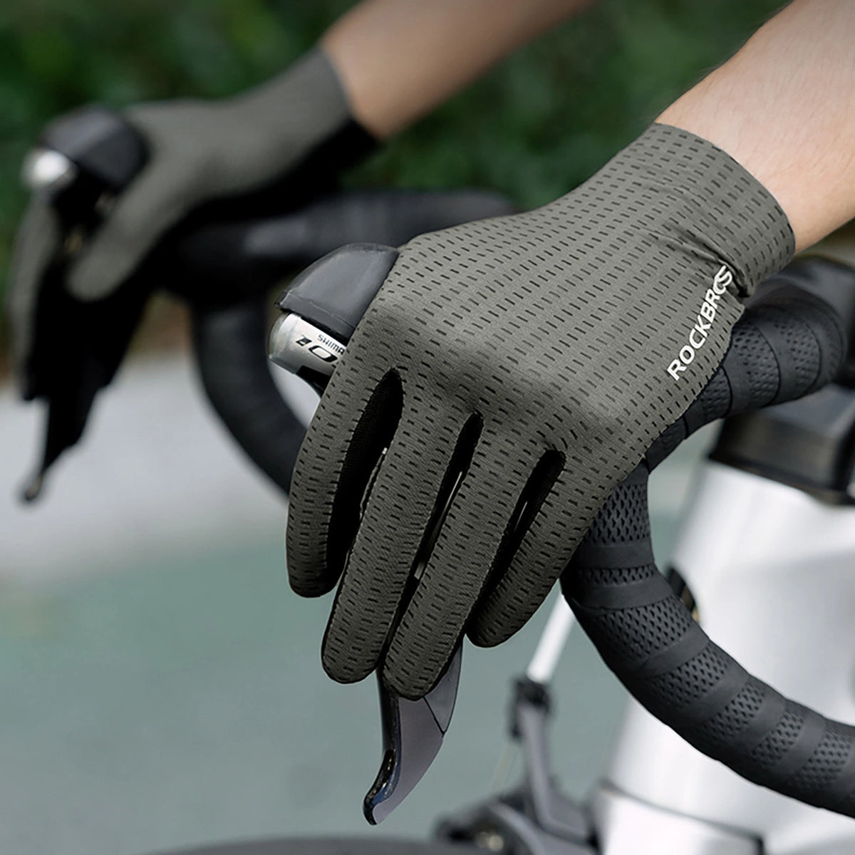Rockbros Åndbare Fuldfinger Cykelhandsker, Størrelse: S - Grøn