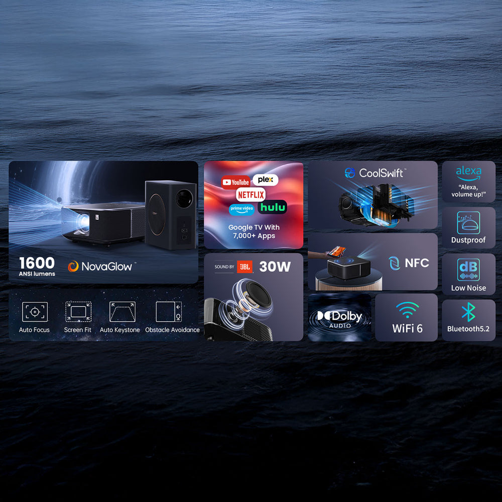 Yaber K3 Pro LCD FullHD 1080p Multimedia projektor med JBL højttalere og subwoofer - sort