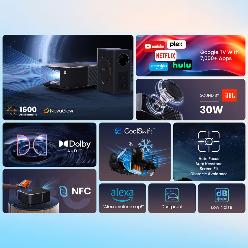 Yaber K3 Pro LCD FullHD 1080p Multimedia projektor med JBL højttalere og subwoofer - sort