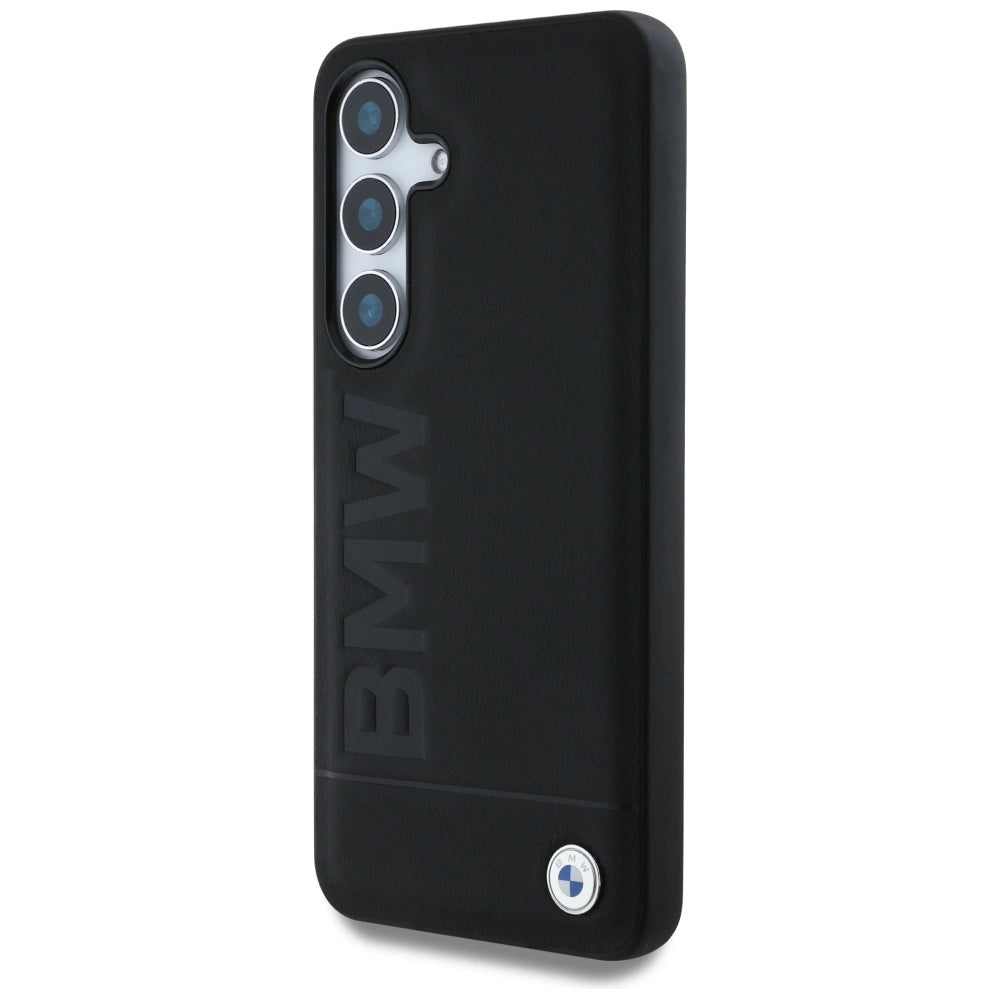 BMW Leather Big Wordmark Case for Samsung Galaxy S25+ - Black