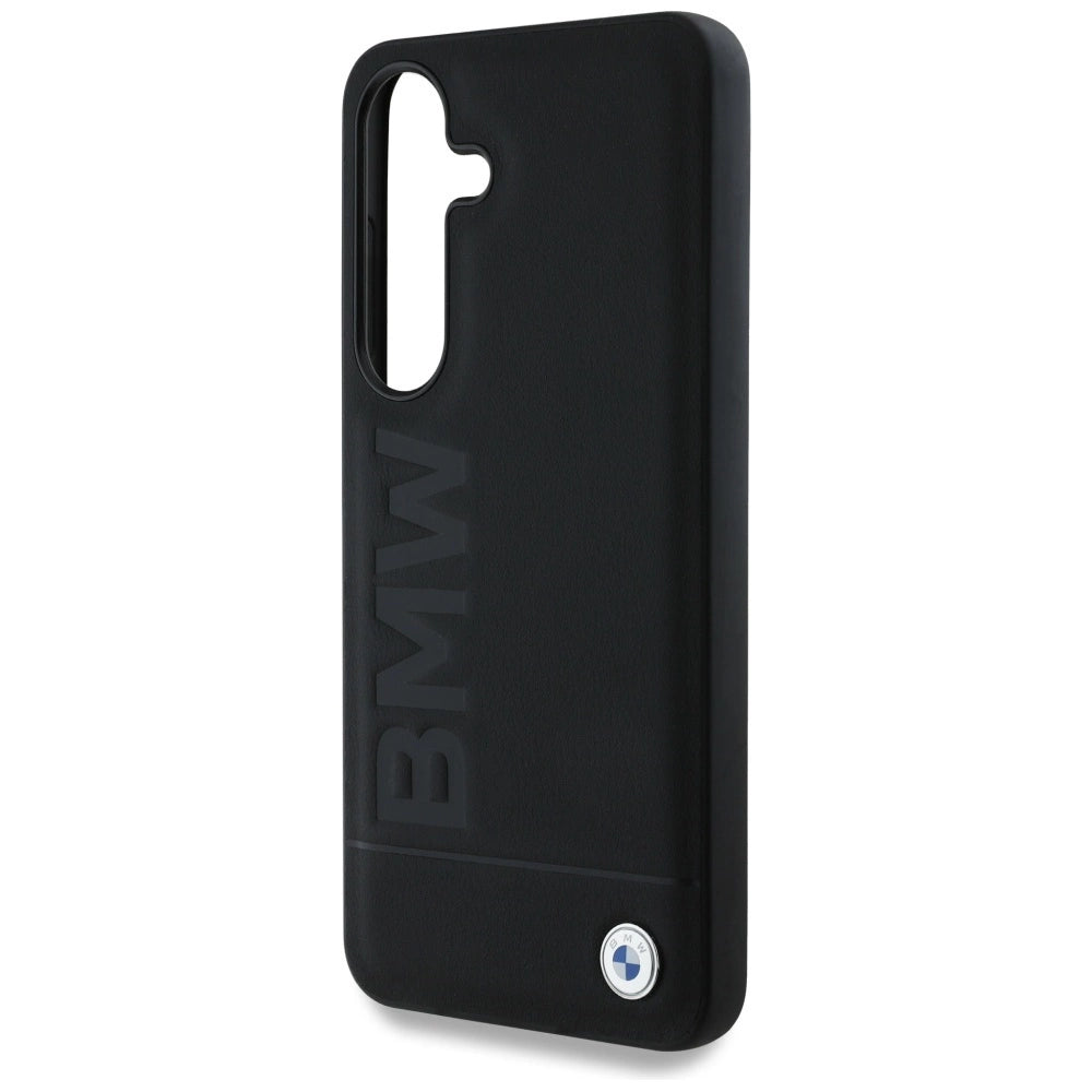 BMW Leather Big Wordmark Case for Samsung Galaxy S25+ - Black