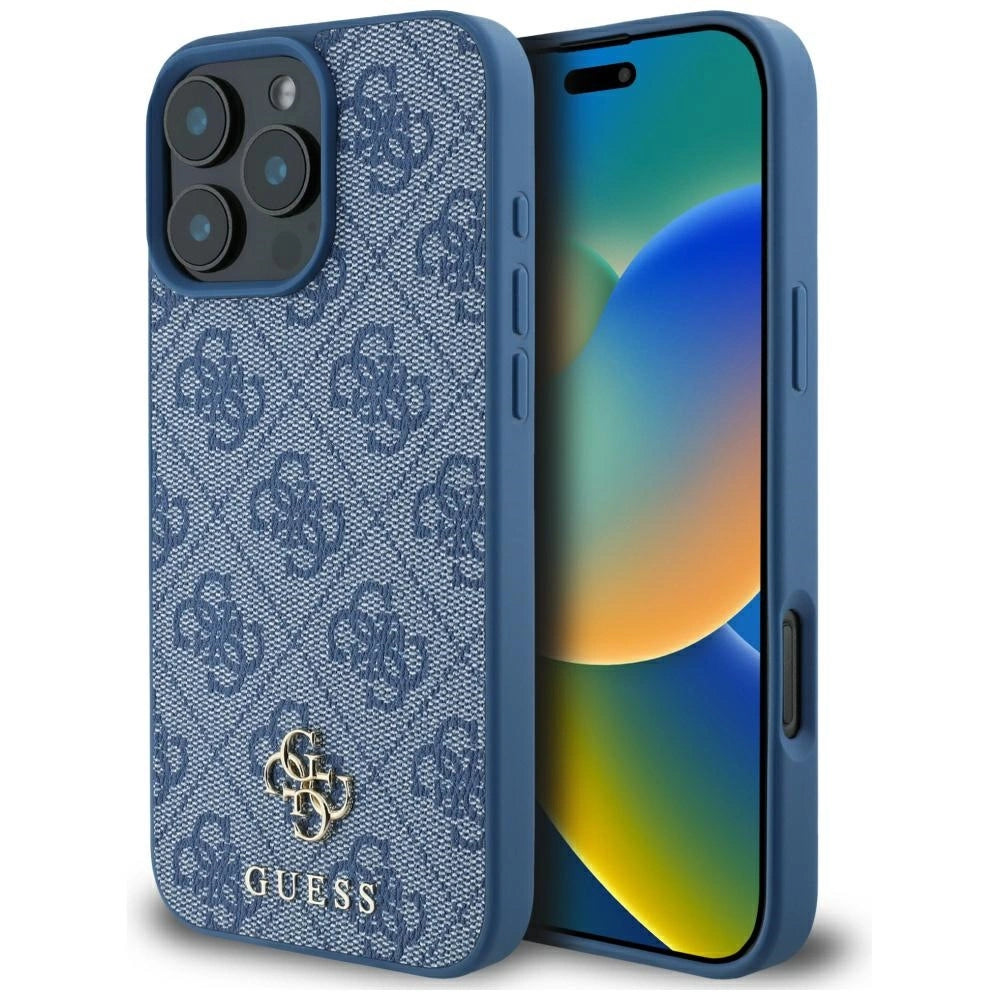 Guess HC PU 4G Small 4G og Classic Case til iPhone 16 Pro Max MagSafe - Blå