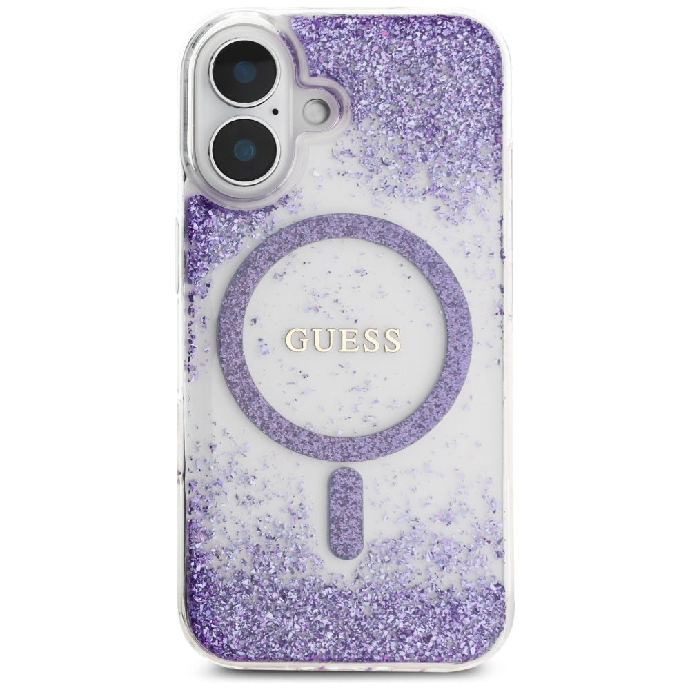 Guess HC Resin Bottom Glitter MagSafe sag til iPhone 16 - lilla