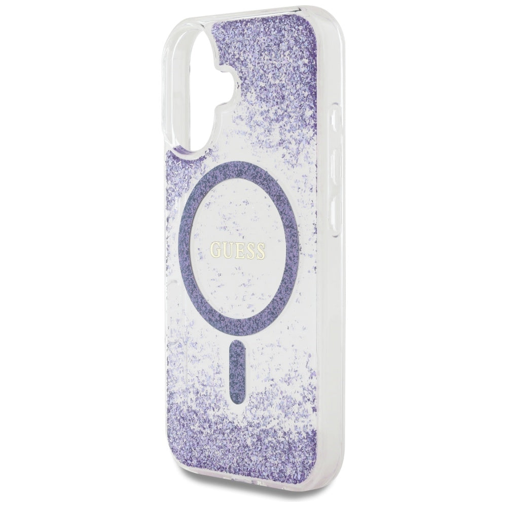 Guess HC Resin Bottom Glitter MagSafe sag til iPhone 16 - lilla