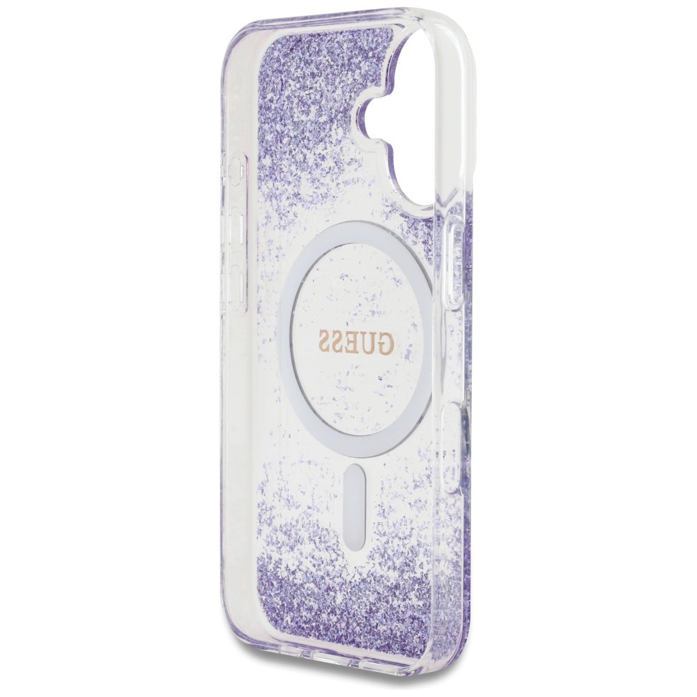 Guess HC Resin Bottom Glitter MagSafe sag til iPhone 16 - lilla
