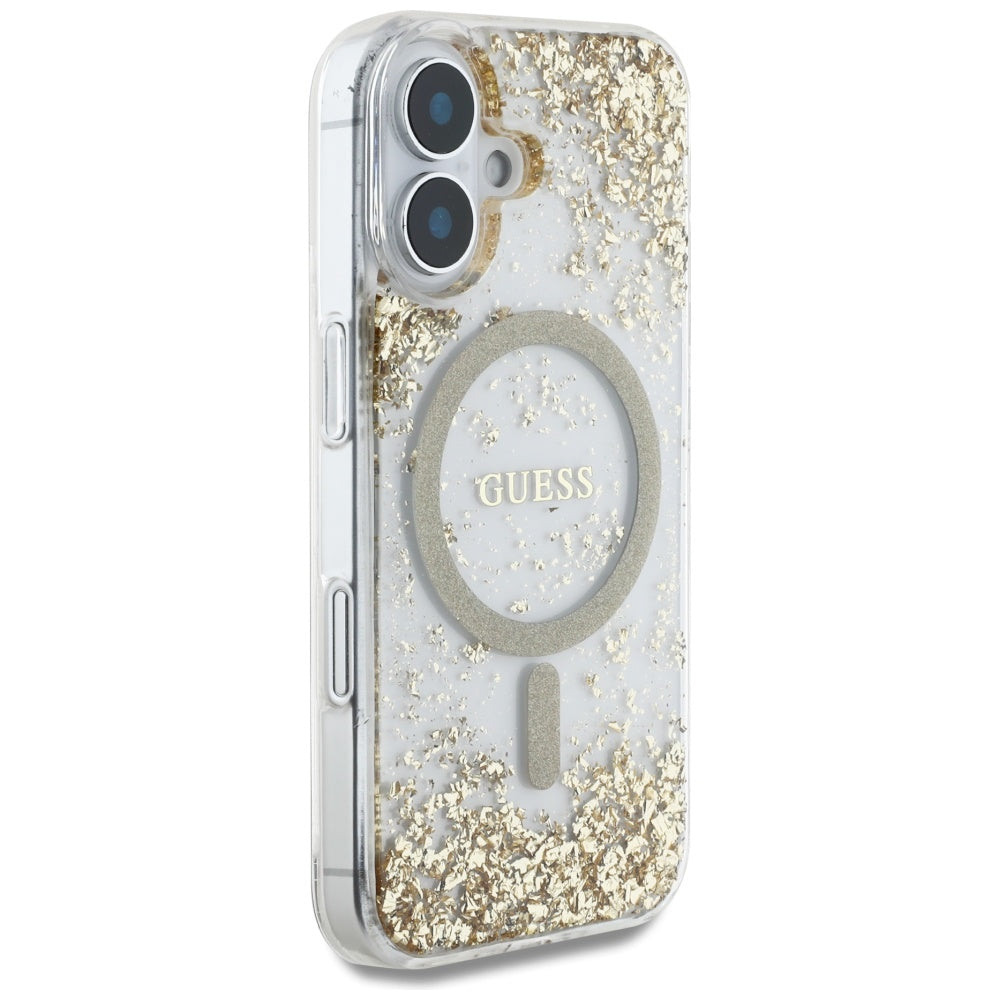 Guess HC Resin Bottom Glitter MagSafe-hylster til iPhone 16 - guld