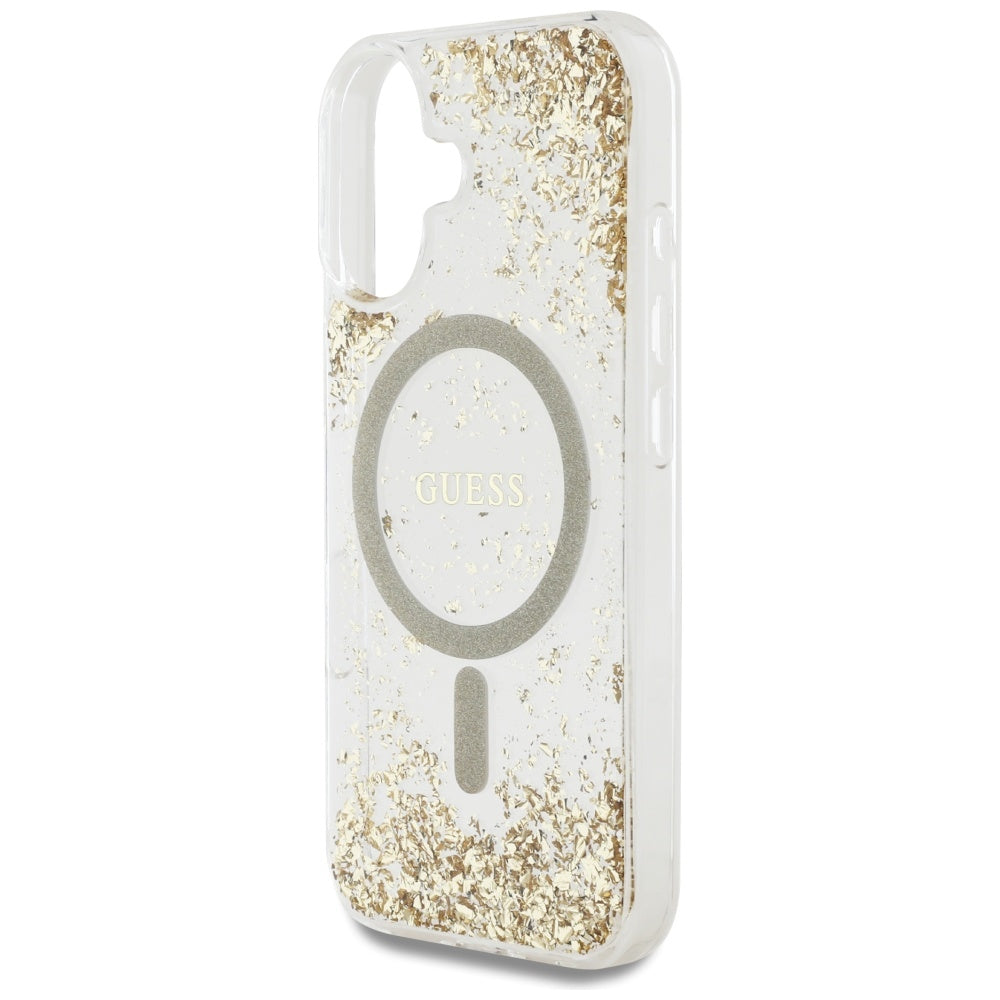 Guess HC Resin Bottom Glitter MagSafe-hylster til iPhone 16 - guld