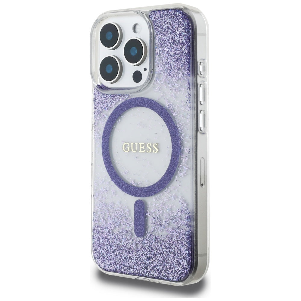 Guess HC Resin Bottom Glitter MagSafe case til iPhone 16 Pro Max - lilla