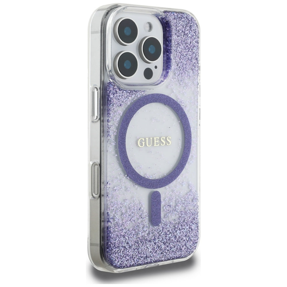 Guess HC Resin Bottom Glitter MagSafe case til iPhone 16 Pro Max - lilla