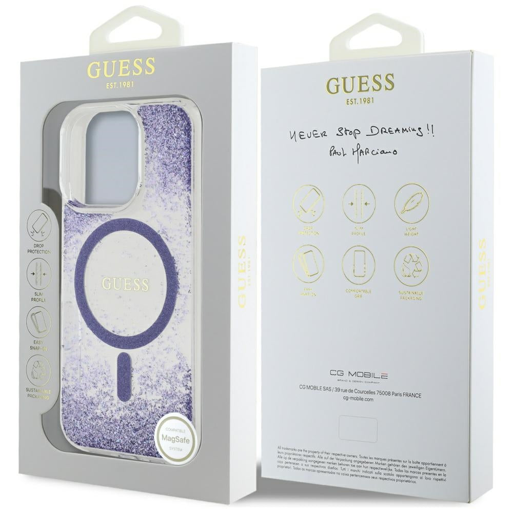 Guess HC Resin Bottom Glitter MagSafe case til iPhone 16 Pro Max - lilla