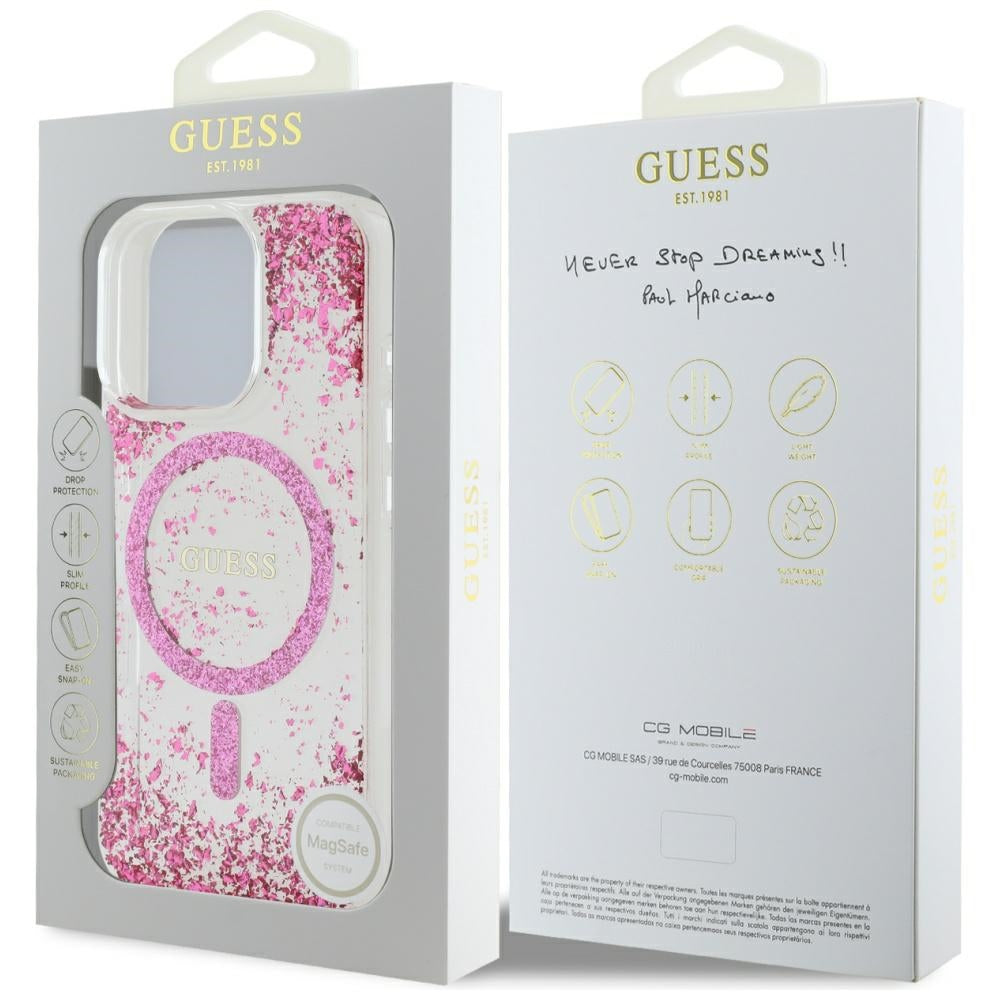 Guess HC Resin Bottom Glitter MagSafe Case til iPhone 16 Pro Max - Pink