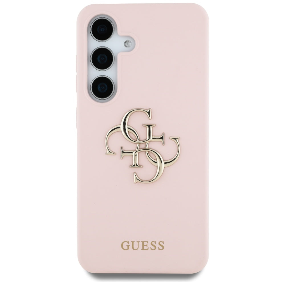 Guess Silicone Big 4G Logo Bottom Script Case til Samsung Galaxy S25 - Pink