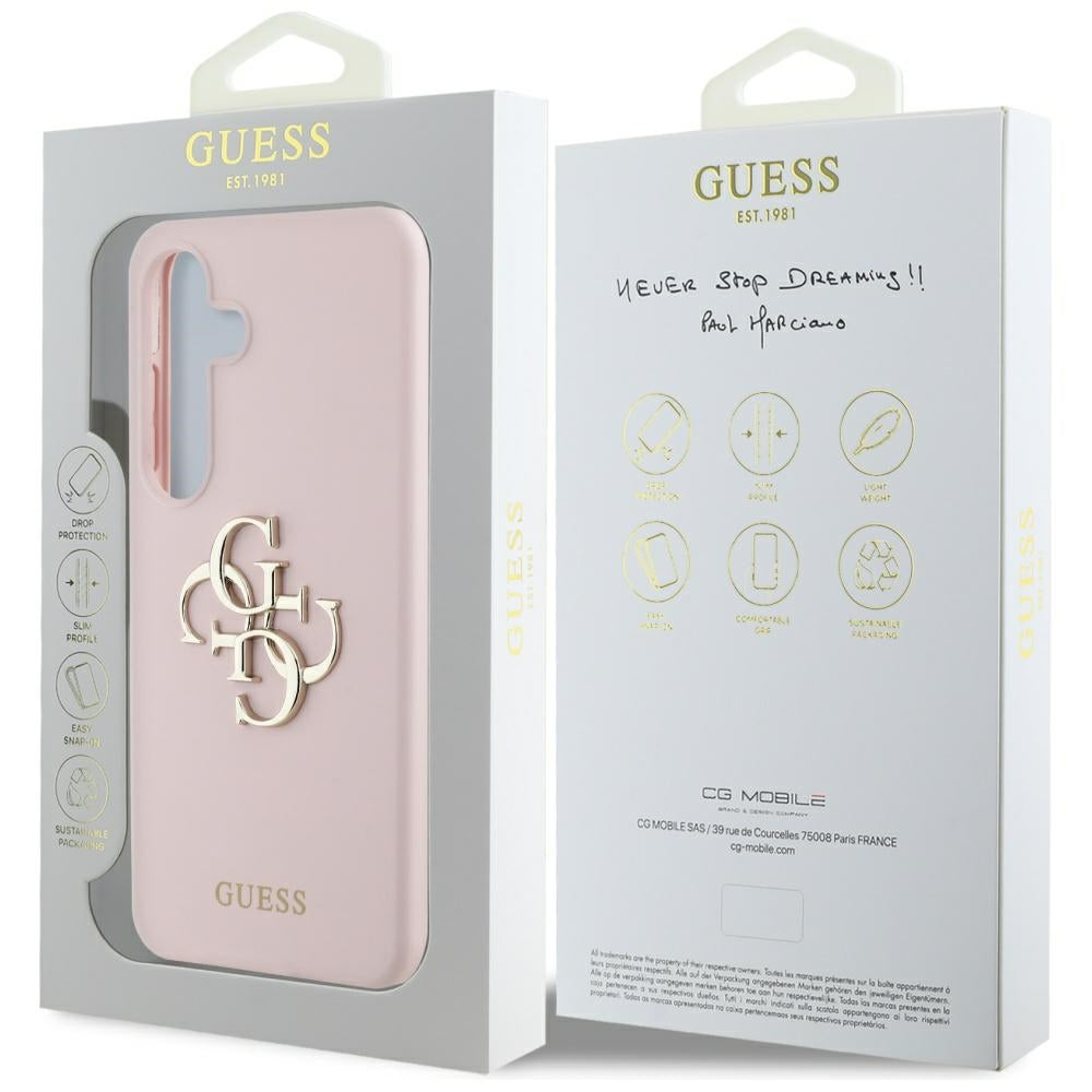 Guess Silicone Big 4G Logo Bottom Script Case til Samsung Galaxy S25 - Pink