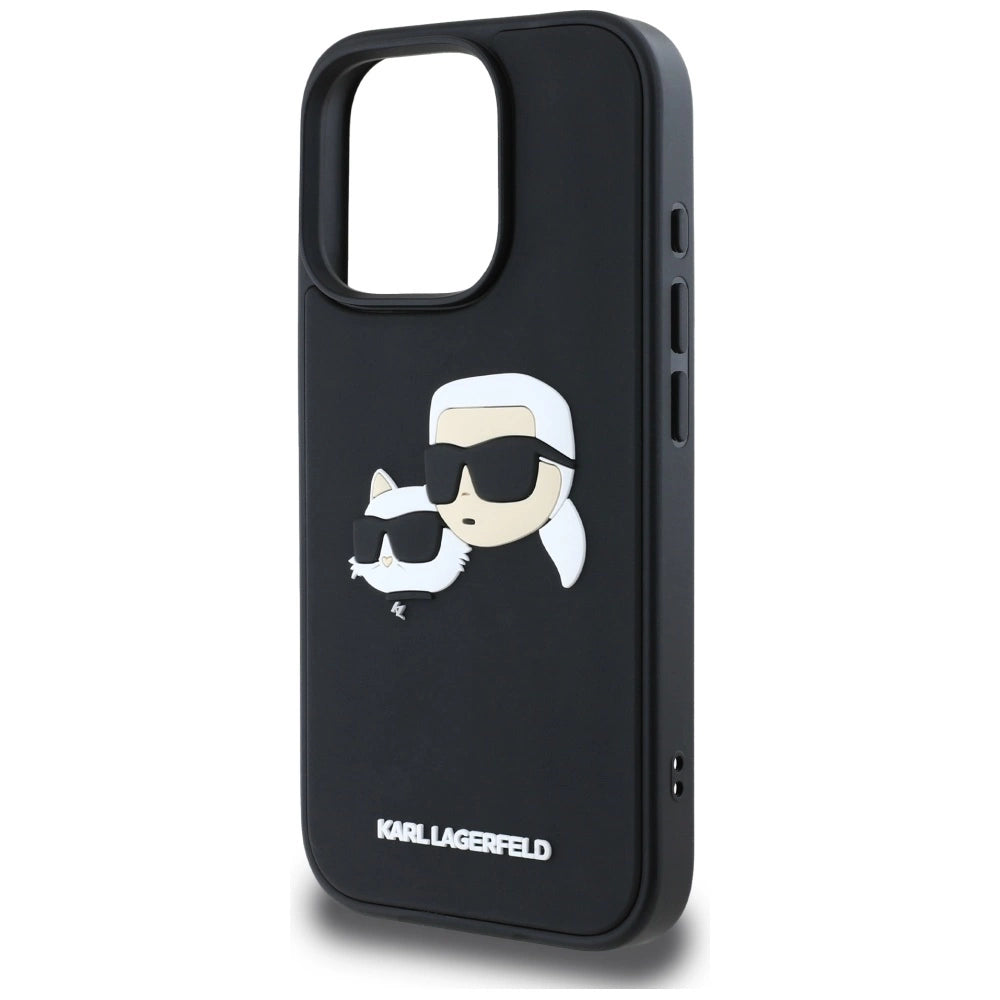 Karl Lagerfeld HC 3D Gummi Dobbelthoveder iPhone 16 Pro Max Case - sort