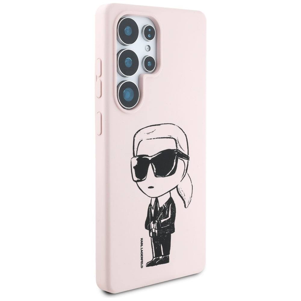 Karl Lagerfeld Silicone Graffiti Ikonik Printed Logo MagSafe Case til Samsung Galaxy S25 Ultra - Pink