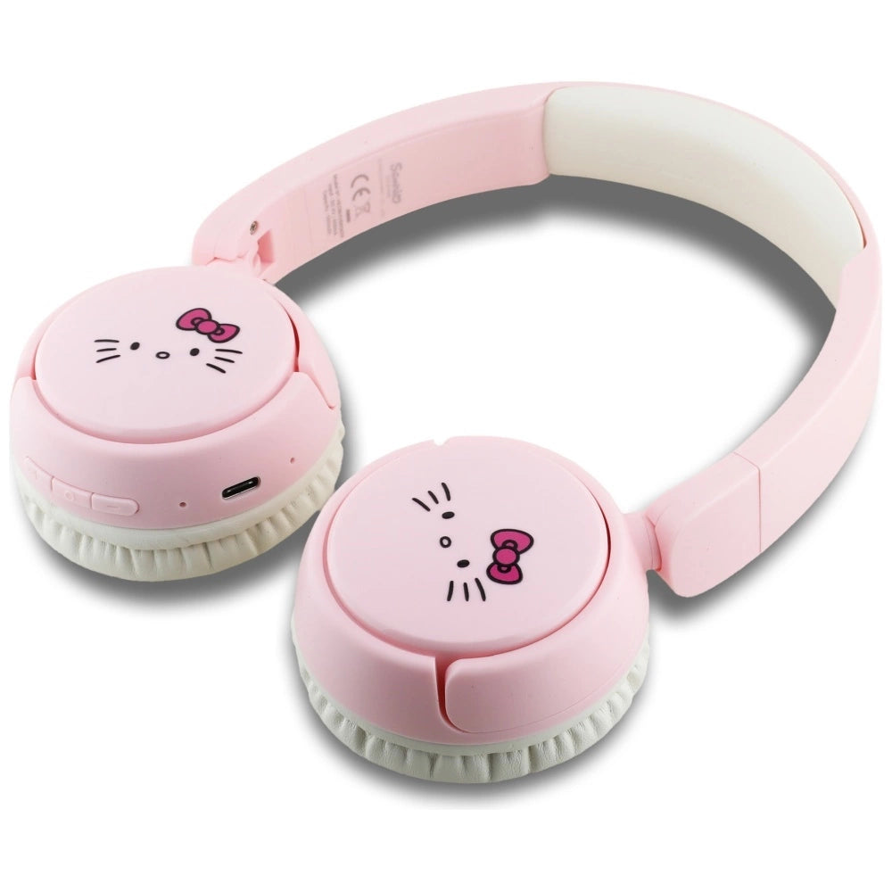 Hello Kitty Face Logo Bluetooth On-Ear Headphones - Pink