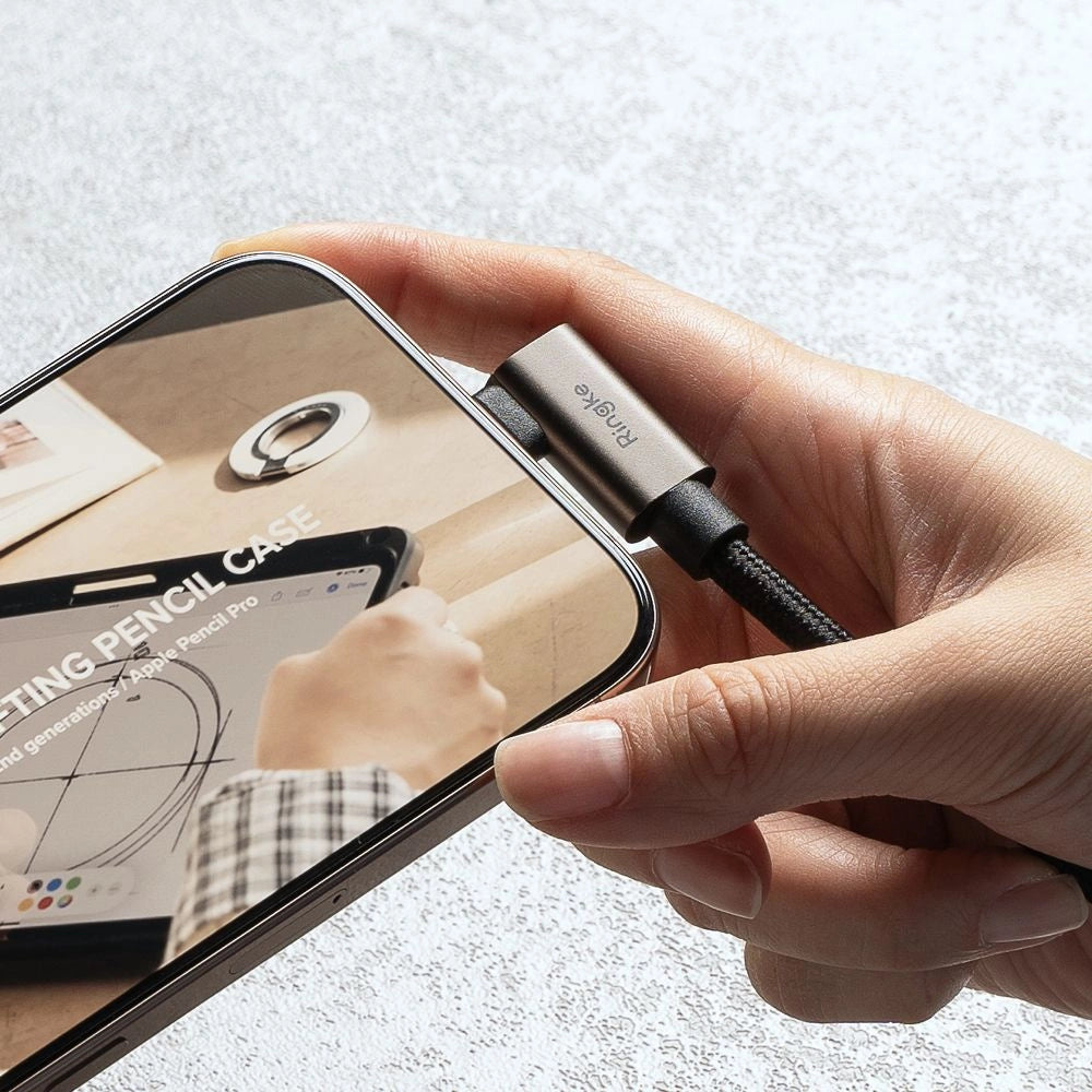 Ringke 3.2 gen. 2x2 USB-C, PD 3.1 240W 2m vinklet kabel - sort