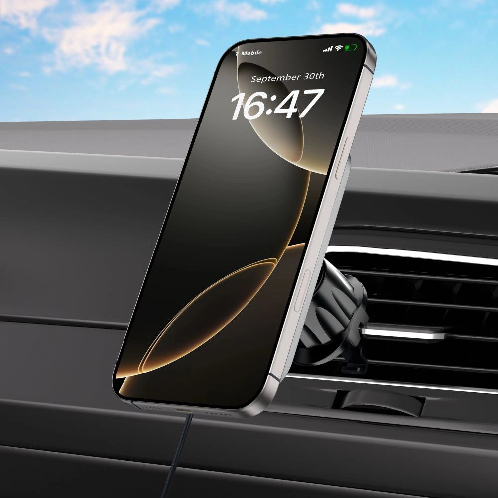 Tech-Protect MM15W-V9 bilholder med MagSafe til instrumentbræt og luftventil 15W - sort