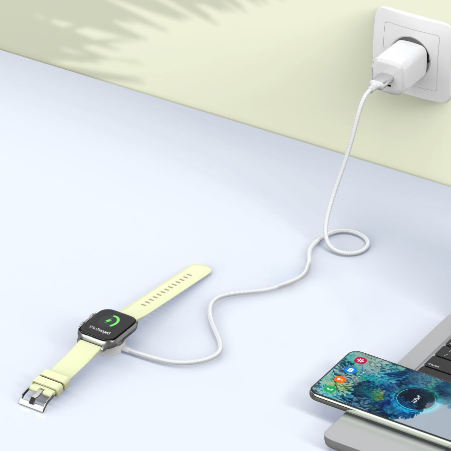 Tech-Protect UltraBoost USB-C induktiv oplader til Apple Watch 1m - hvid