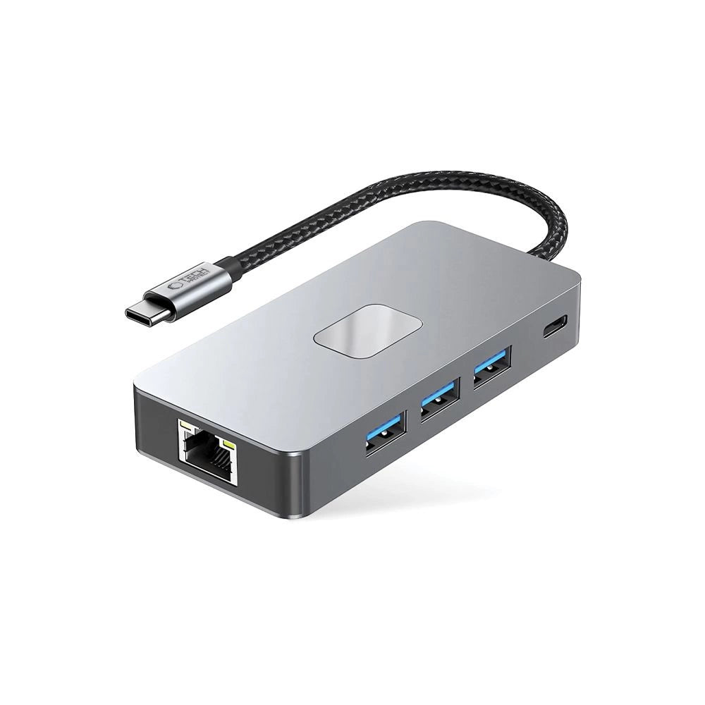 Tech-Protect HB05 HUB 9in1 USB-C + USB2.0 + USB3.0 + HDMI 4K 60HZ + SD / TF + PD100W + RJ45 adapter - grå