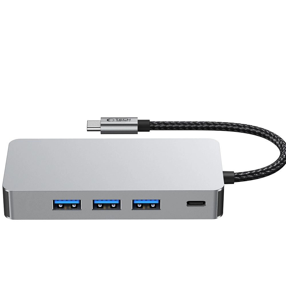 Tech-Protect HB05 HUB 9in1 USB-C + USB2.0 + USB3.0 + HDMI 4K 60HZ + SD / TF + PD100W + RJ45 adapter - grå