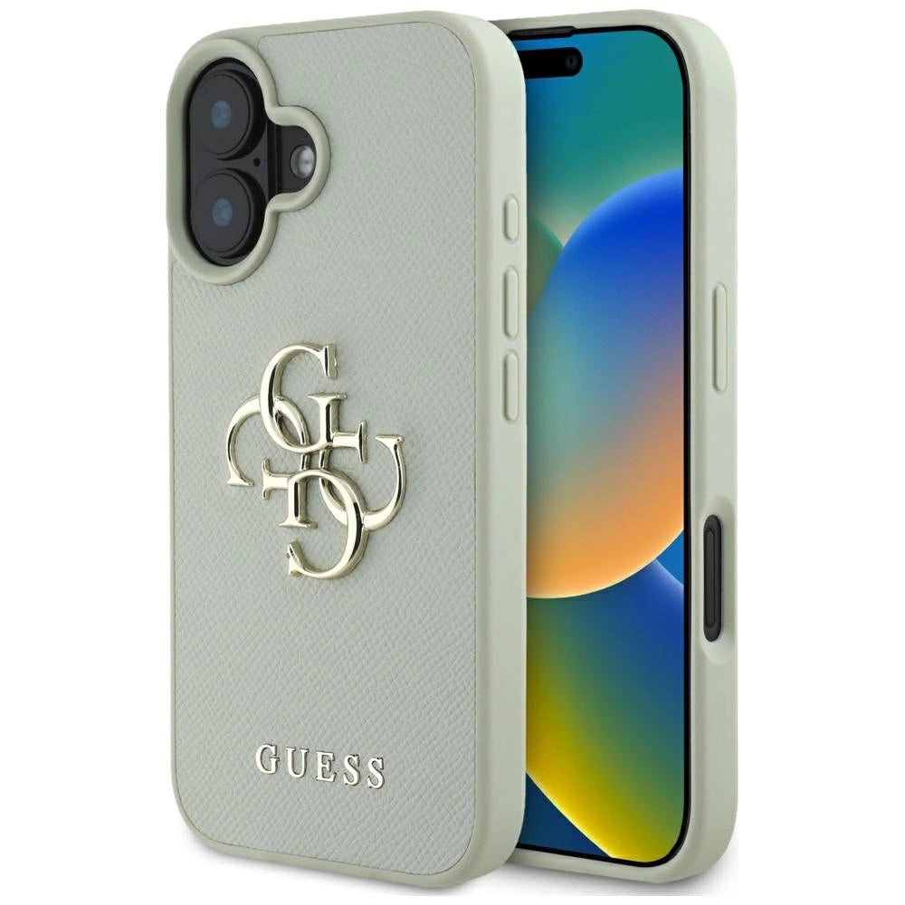 Guess Grained Big 4G Logo Small Classic Logo Case til iPhone 16 - grøn