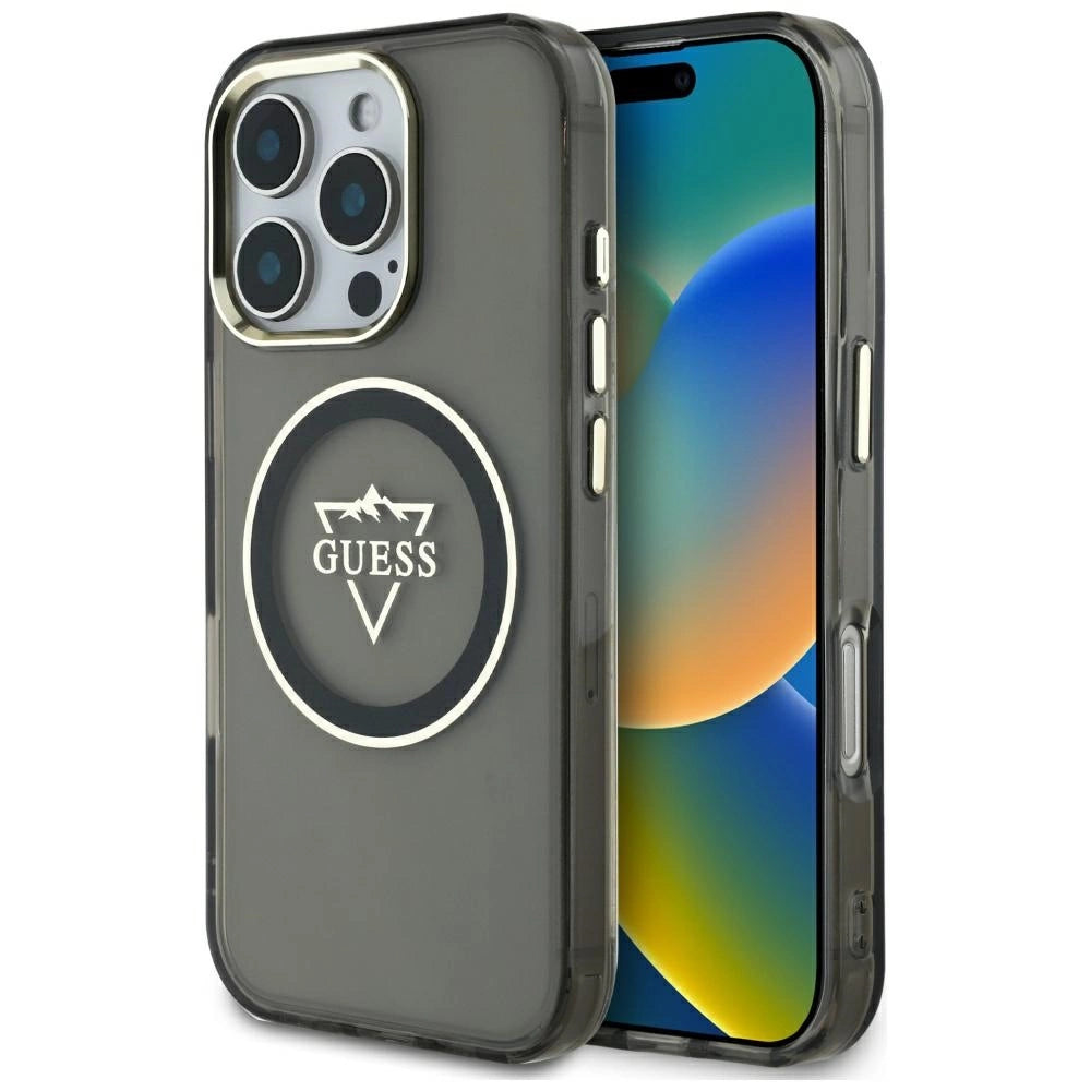 Guess IML Metal Mountain Logo MagSafe iPhone 16 Pro Max Case - sort