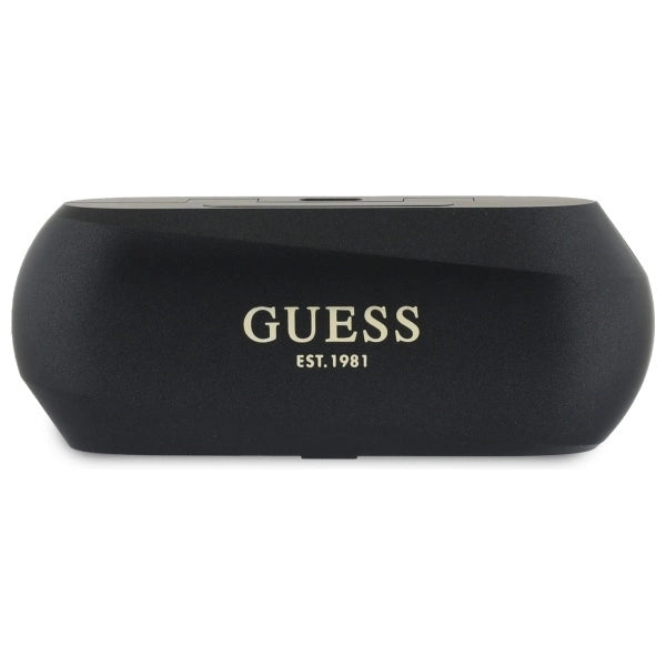 Guess langstrakt metalsk trykt logo Bluetooth TWS hovedtelefoner + Docking Station - sort